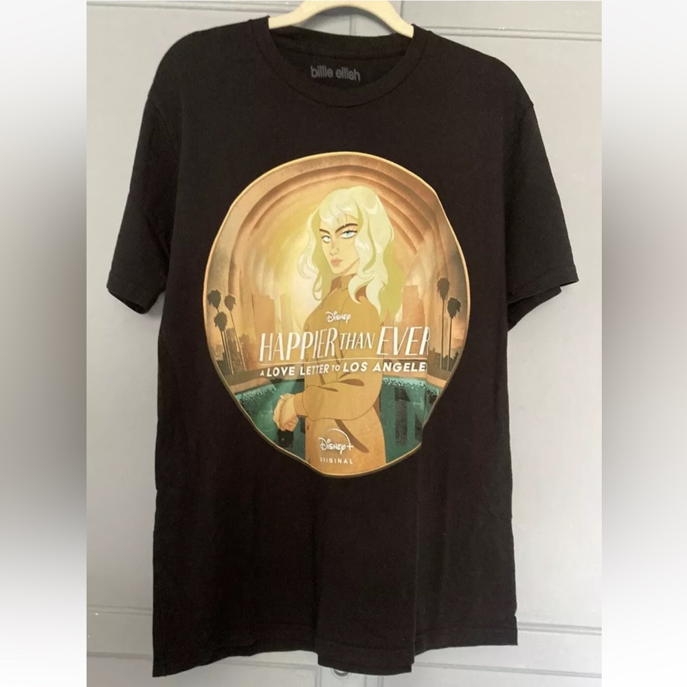 Billie Eilish T Shirt L Happier Than Ever Love Letter To LA Disney Graphic Print